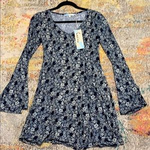 Velvet, bell-sleeve skater dress-NWT